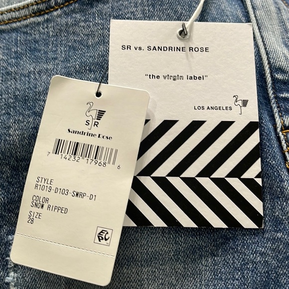 NWT SANDRINE ROSE  X FREE PEOPLE SKINNY JEAN WOMEN SIZE 28 SNOW RIPPED - Picture 7 of 10